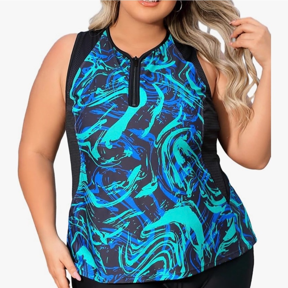 🌴Tankini Vibrant Swirl Pattern Sleeveless Top